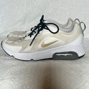 Nike Women's Air Max 200 Running Sneakers AT6175-102 White Metallic Gold Size 10